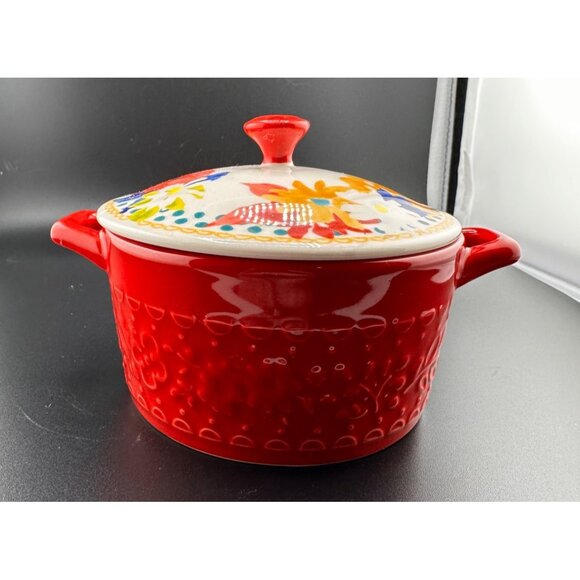 The Pioneer Woman 2.5 Qt Stoneware Casserole Dish w/ Lid Fiona Pattern Red - Picture 7 of 12